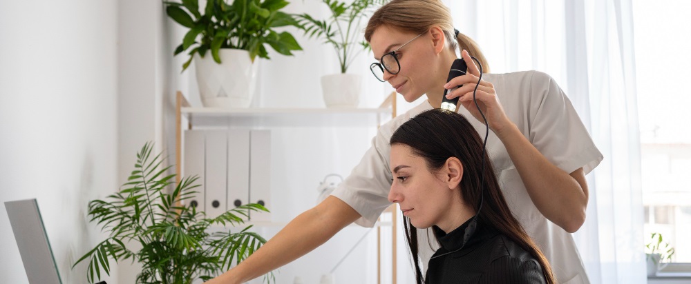 une professionnelle de l'esthétique avec une cliente